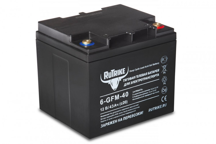 Тяговый гелевый аккумулятор RuTrike 6-GFM-40A (12V43A/H C20) в Сочи