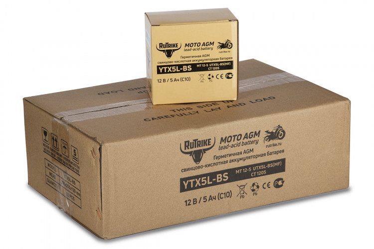 Аккумулятор стартерный для мототехники Rutrike YTX5L-BS (12V/5Ah) в Сочи