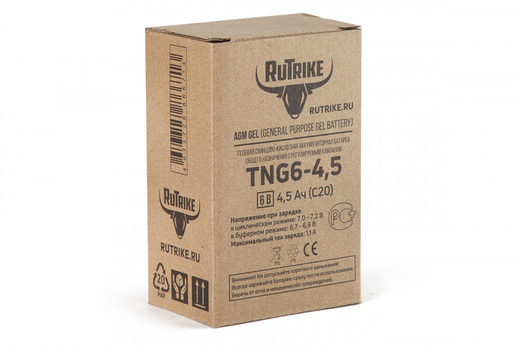 Тяговый гелевый аккумулятор RuTrike TNG 6-4,5 (6V4,5A/H C20) в Сочи