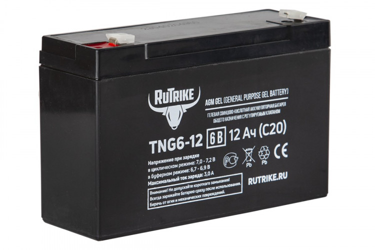 Тяговый гелевый аккумулятор RuTrike TNG 6-12 (6V12A/H C20) в Сочи