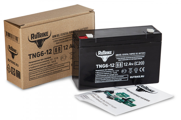 Тяговый гелевый аккумулятор RuTrike TNG 6-12 (6V12A/H C20) в Сочи