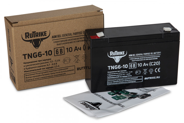 Тяговый гелевый аккумулятор RuTrike TNG 6-10 (6V10A/H C20) в Сочи