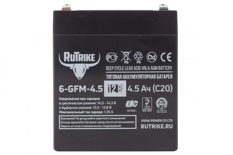 Тяговый гелевый аккумулятор RuTrike 6-GFM-4.5 (12V4.5A/H C20) в Сочи