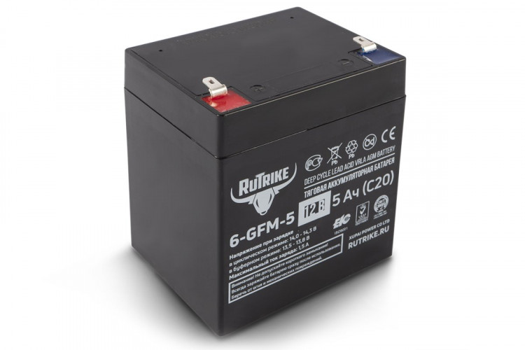 Тяговый гелевый аккумулятор RuTrike 6-GFM-5 (12V5A/H C20) в Сочи