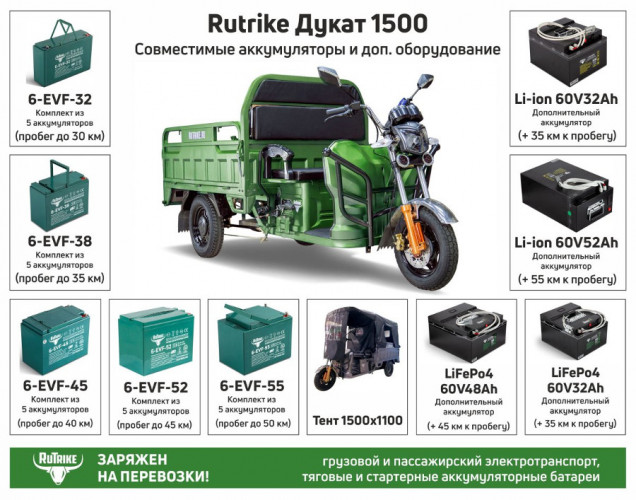 Грузовой электрический трицикл RuTrike Дукат 1500 в Сочи
